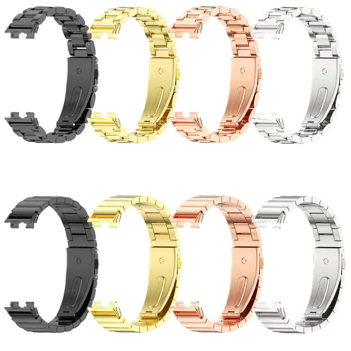For Huawei Band 8 / 9 / 10 Mijobs Three Bead Bamboo Stainless Steel Watch Band(Silver)