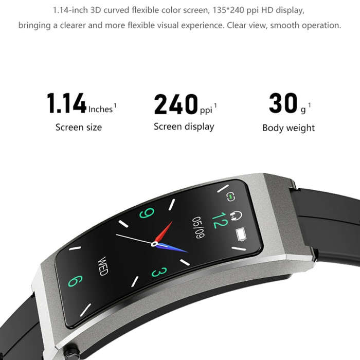 K13S 1.14 inch TFT Screen Slub Steel Strap Smart Calling Bracelet Supports Sleep Management/Blood...