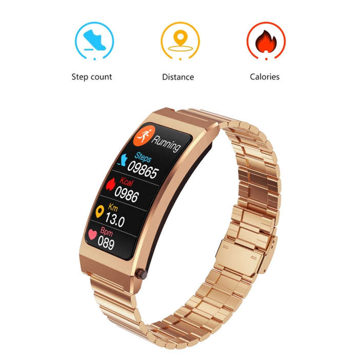 K13S 1.14 inch TFT Screen Slub Steel Strap Smart Calling Bracelet Supports Sleep Management/Blood...