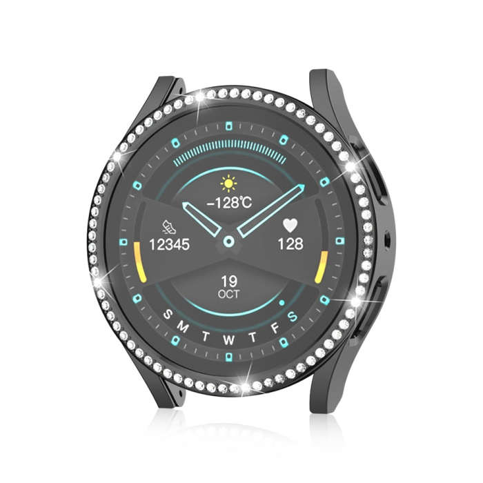 For Samsung Galaxy Watch 6 44mm Diamond Hollow PC Watch Protective Case(Black)