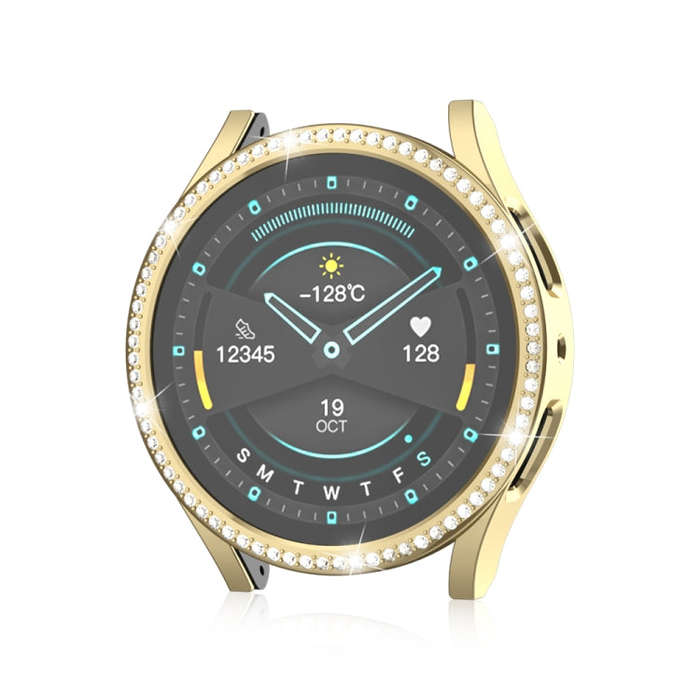 For Samsung Galaxy Watch 6 44mm Diamond Hollow PC Watch Protective Case(Gold)