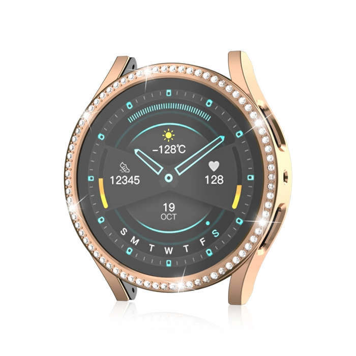 For Samsung Galaxy Watch 6 44mm Diamond Hollow PC Watch Protective Case(Rose Gold)