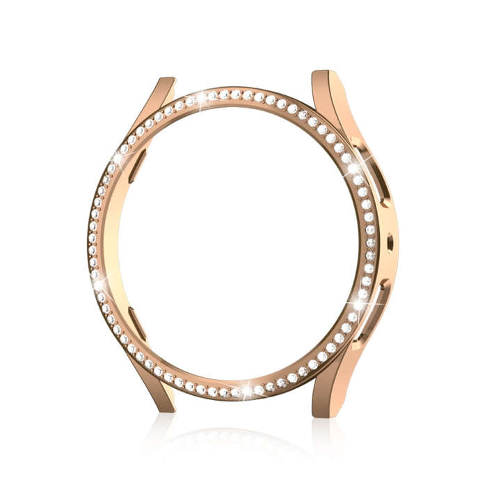 For Samsung Galaxy Watch 6 44mm Diamond Hollow PC Watch Protective Case(Rose Gold)