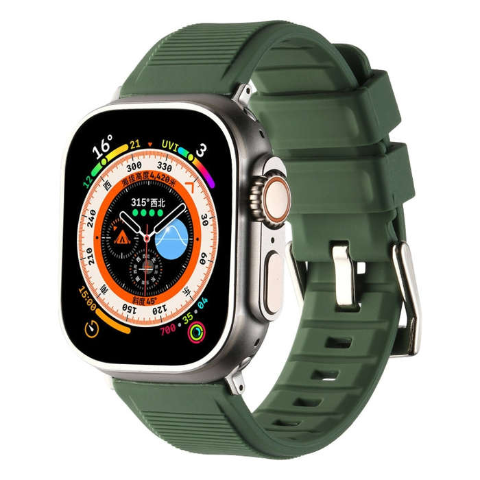 For Apple Watch SE 2022 40mm Double Ring Silicone Watch Band(Army Green)