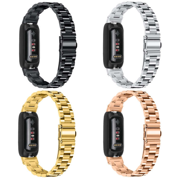 For Fitbit Inspire 3 Three Bead Flat Buckle Stainless Steel Watch Band(Silver)