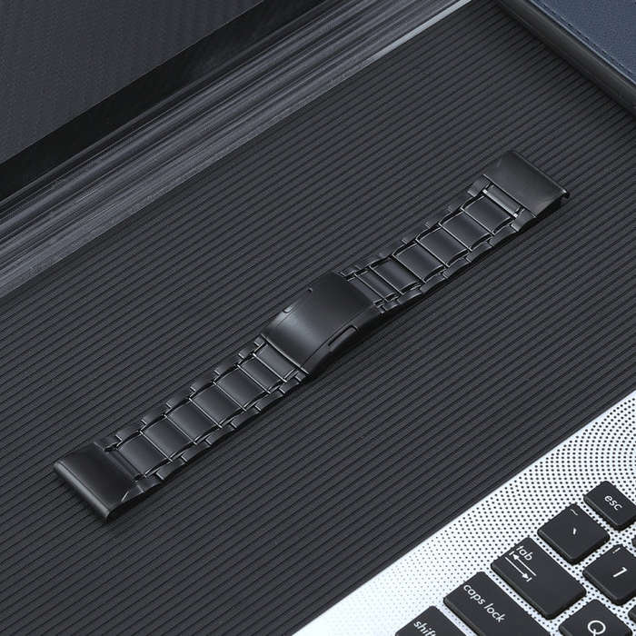 For Garmin Forerunner 965/955/945/935 22mm Quick Release Five Bead Titanium Steel Watch Band(Black)