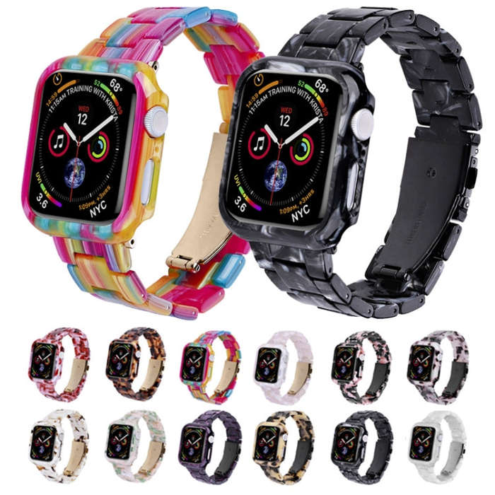 For Apple Watch Ultra 2 / Ultra 49mm Printed Resin PC Watch Band Case Kit(Peach Pink)