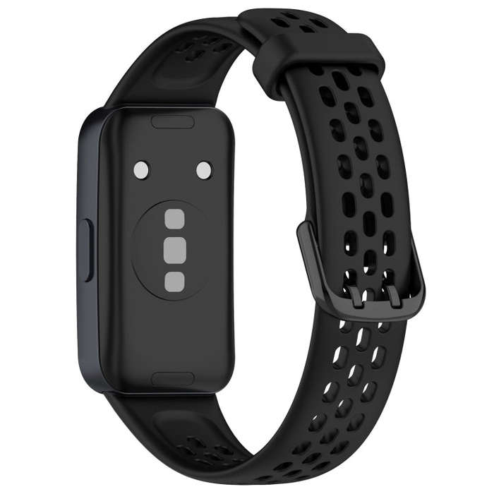 For Huawei Band 10 / 9 / 8 Solid Color Breathable Silicone Watch Band(Black)