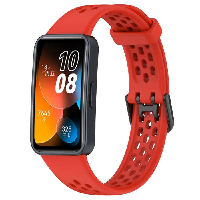 For Huawei Band 10 / 9 / 8 Solid Color Breathable Silicone Watch Band(Red)