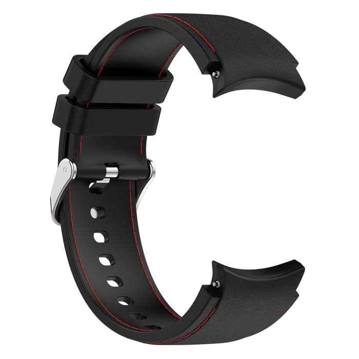 For Samsung Galaxy Watch 6 / 6 Classic Leather Silicone Watch Band(Black+Red)