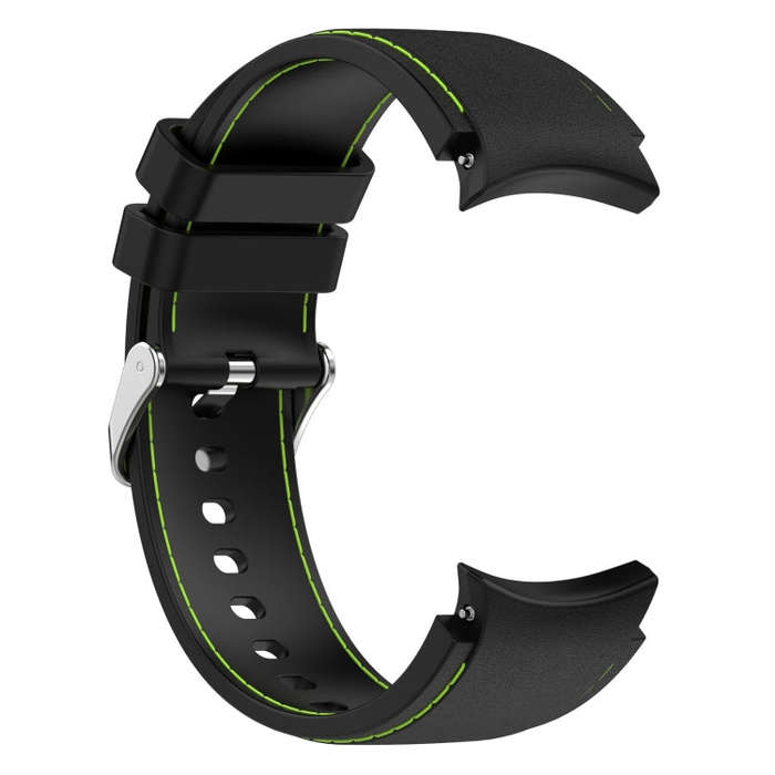 For Samsung Galaxy Watch 6 / 6 Classic Leather Silicone Watch Band(Black+Green)