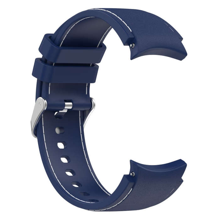 For Samsung Galaxy Watch 6 / 6 Classic Leather Silicone Watch Band(Dark Blue)