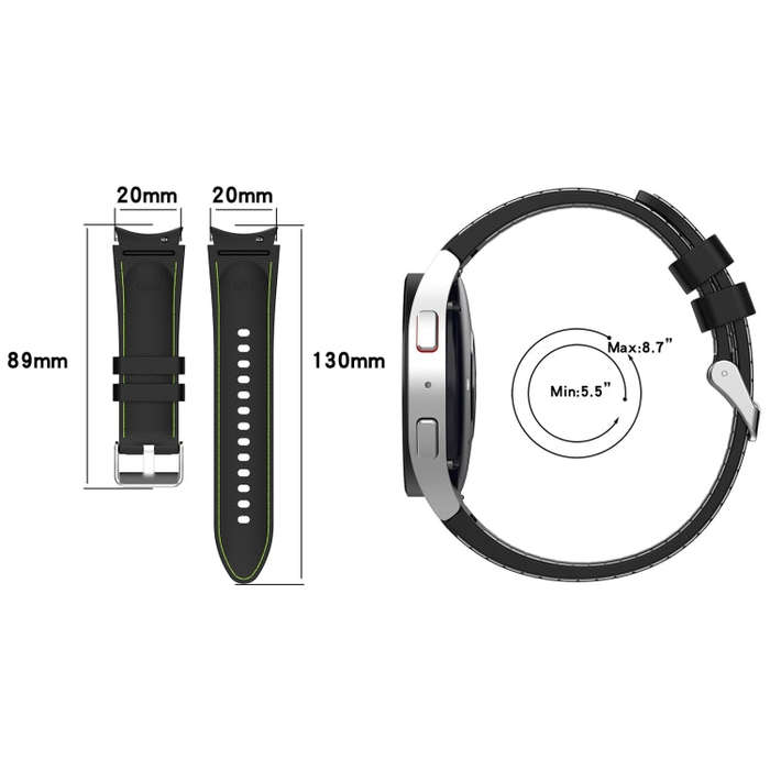For Samsung Galaxy Watch 6 / 6 Classic Leather Silicone Watch Band(Grey)