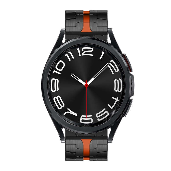 For Samsung Galaxy Watch 6 / 6 Classic Stainless Steel Metal Watch Band(Black Red)