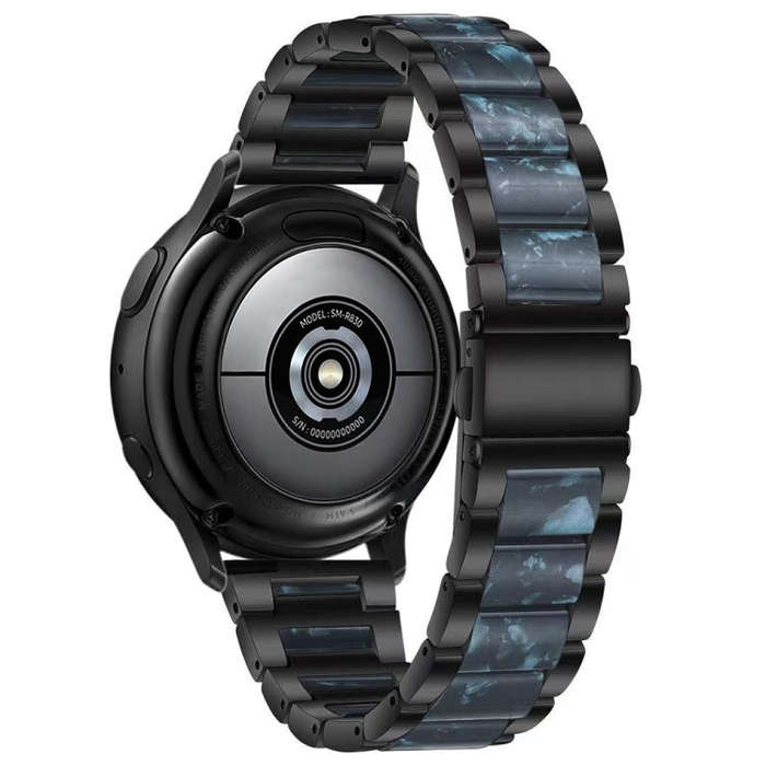 For Samsung Galaxy Watch 6 / 6 Classic Three Bead Resin Metal Watch Band(Black Blue)