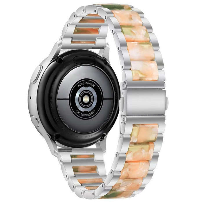For Samsung Galaxy Watch 6 / 6 Classic Three Bead Resin Metal Watch Band(Silver Green)