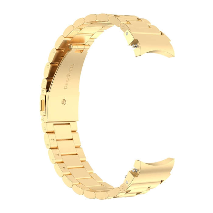 For Samsung Galaxy Watch 6 / 6 Classic Three Bead Stainless Steel Watch Band(Bright Gold)