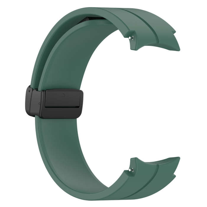 For Samsung Galaxy Watch 6 / 6 Classic Magnetic Folding Black Buckle Silicone Watch Band(Dark Green)