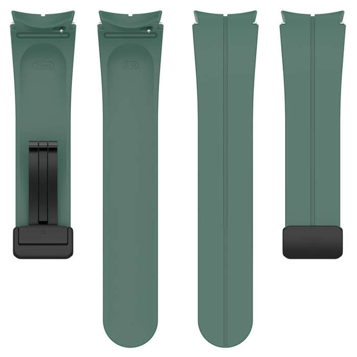 For Samsung Galaxy Watch 6 / 6 Classic Magnetic Folding Black Buckle Silicone Watch Band(Dark Green)