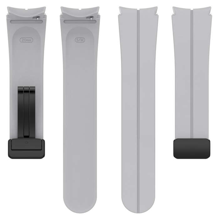 For Samsung Galaxy Watch 6 / 6 Classic Magnetic Folding Black Buckle Silicone Watch Band(Light Grey)