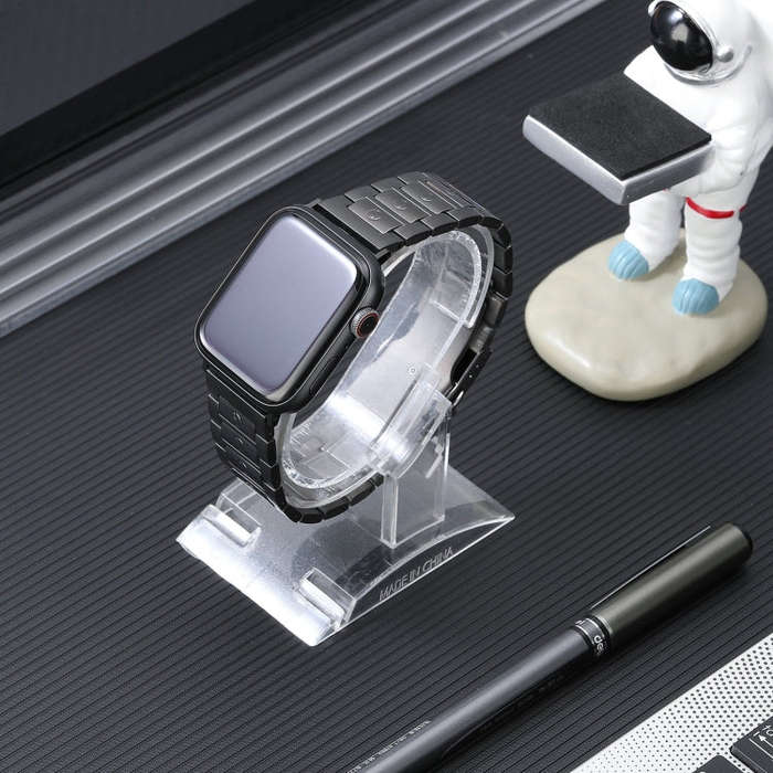 For Apple Watch 38mm Safety Buckle Titanium Steel Watch Band(Grey)