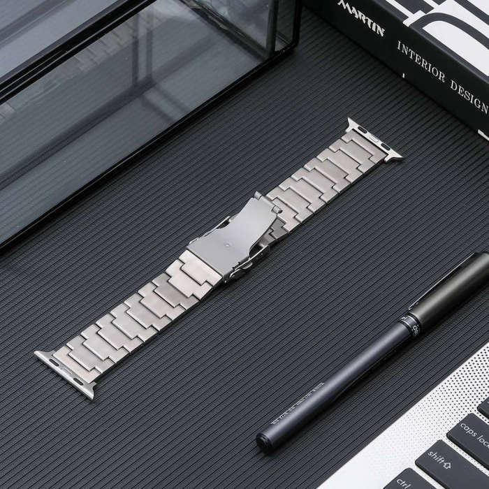 For Apple Watch 38mm Safety Buckle Titanium Steel Watch Band(Silver)