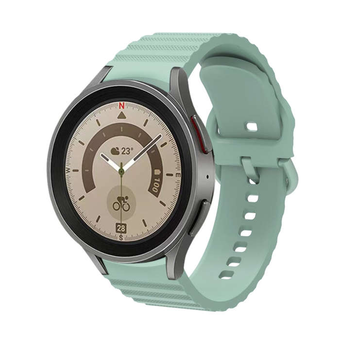 For Samsung Galaxy Watch 6 / 6 Classic Wave Dotted Pure Color Buckle Silicone Watch Band(Light Gr...