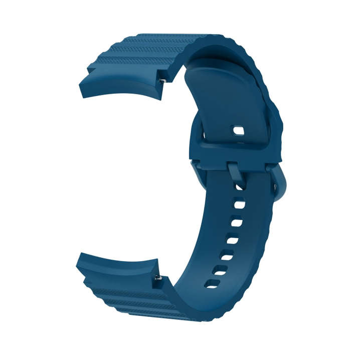 For Samsung Galaxy Watch 6 / 6 Classic Wave Dotted Pure Color Buckle Silicone Watch Band(Dark Blue)