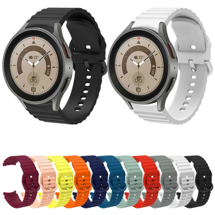 For Samsung Galaxy Watch 6 / 6 Classic Wave Dotted Pure Color Buckle Silicone Watch Band(Midnight...