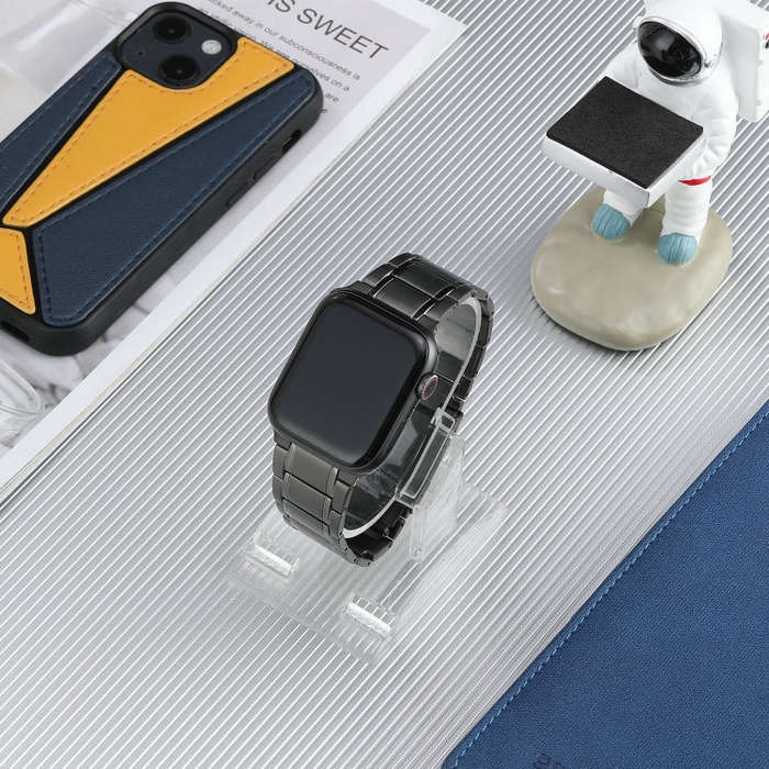 For Apple Watch Ultra 49mm Five Beads Turtle Buckle Titanium Steel Watch Band(Grey)