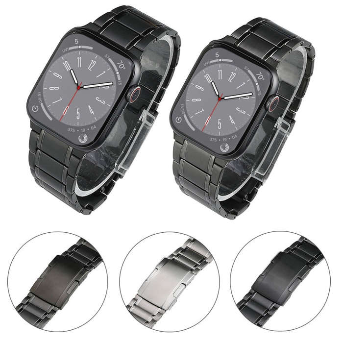 For Apple Watch Series 6 44mm Five Beads Turtle Buckle Titanium Steel Watch Band(Silver)