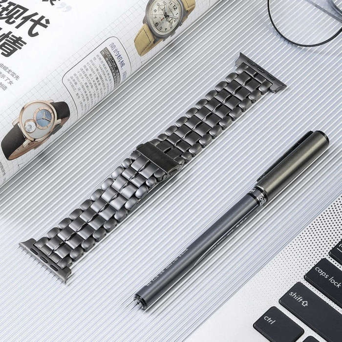 For Apple Watch Series 6 44mm Five Beads Titanium Steel Watch Band(Grey)