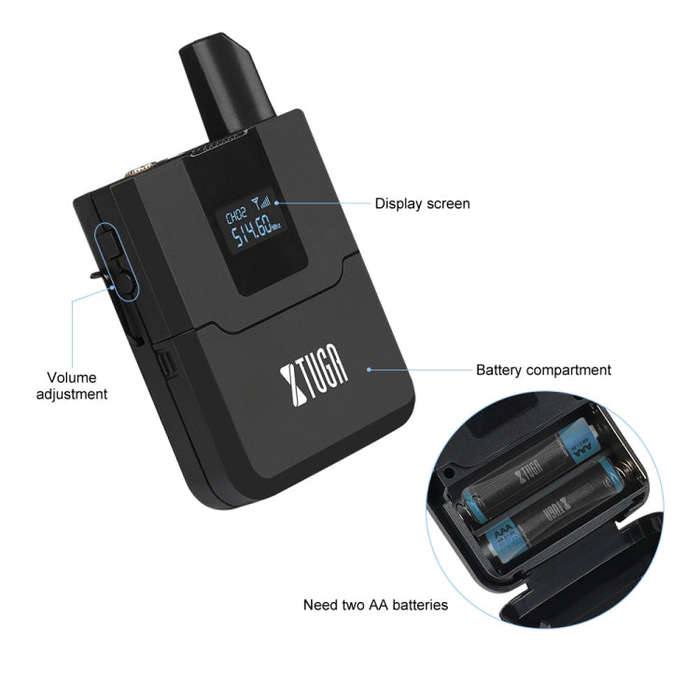 XTUGA A140-B Wireless Microphone System 4 BodyPack Headset Lavalier Microphone(AU Plug)
