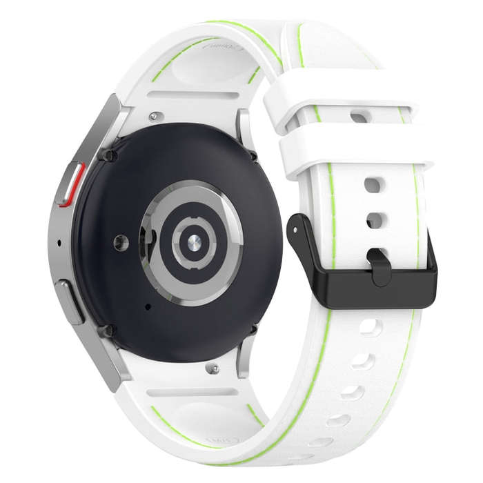 For Samsung Galaxy Watch 6 / 6 Classic Leather Black Buckle Silicone Watch Band, Size:L Size(White)