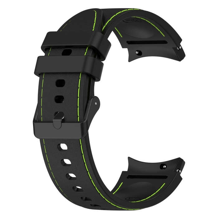 For Samsung Galaxy Watch 6 / 6 Classic Leather Black Buckle Silicone Watch Band, Size:L Size(Blac...