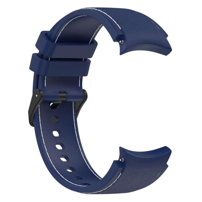 For Samsung Galaxy Watch 6 / 6 Classic Leather Black Buckle Silicone Watch Band, Size:L Size(Dark...