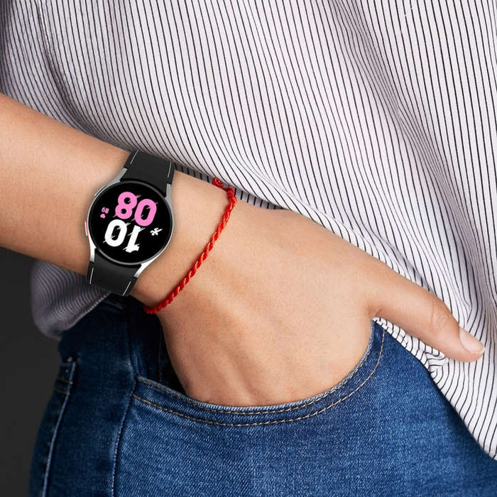 For Samsung Galaxy Watch 6 / 6 Classic Leather Black Buckle Silicone Watch Band, Size:S Size(Red)