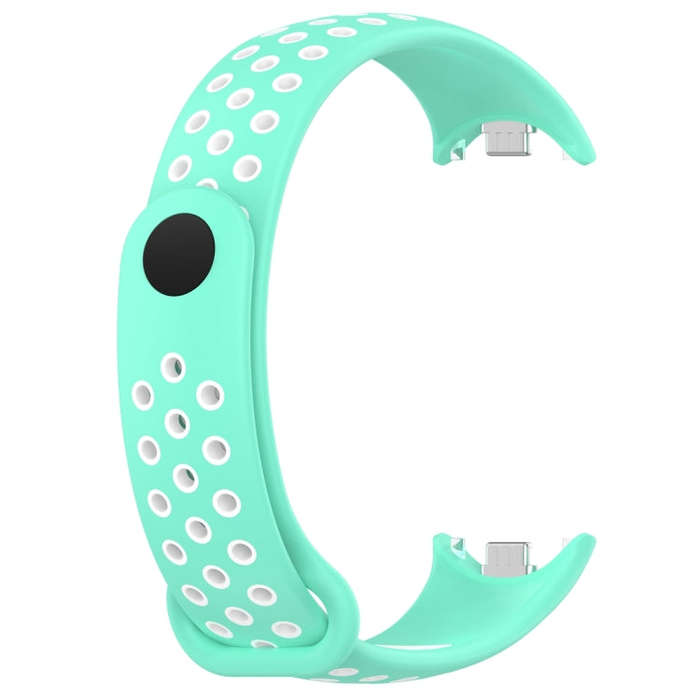 For Xiaomi Mi Band 8 Two Color Nail Buckle Silicone Watch Band(Teal White)