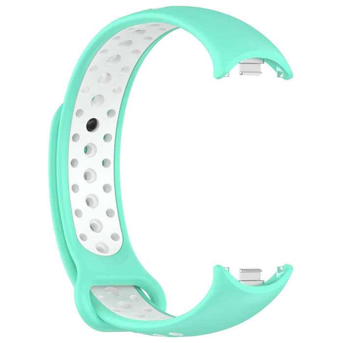 For Xiaomi Mi Band 8 Two Color Nail Buckle Silicone Watch Band(Teal White)