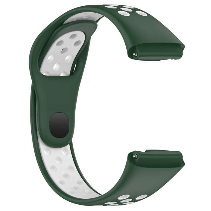 For Redmi Watch 3 Lite / Watch 3 Active Two Color Silicone Watch Band(Dark Green White)
