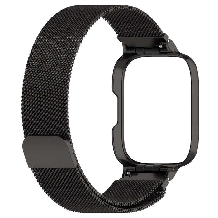 For Redmi Watch 3 Lite / Watch 3 Active 2 in 1 Milan Metal Watch Band with Watch Frame(Black)