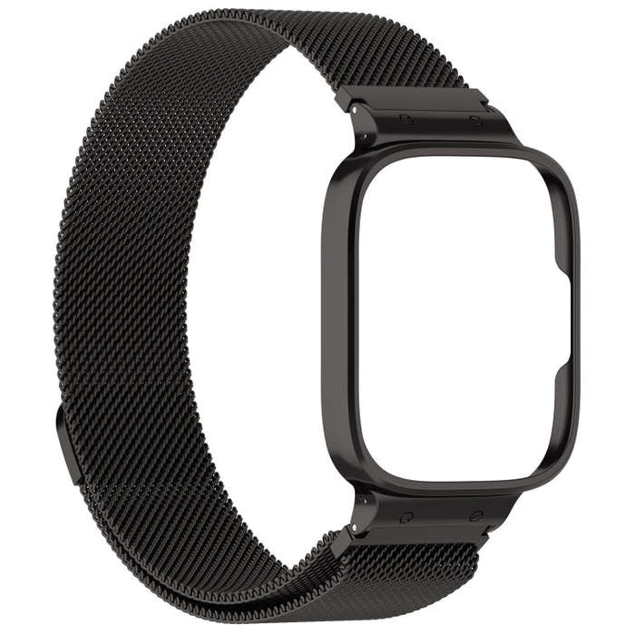 For Redmi Watch 3 Lite / Watch 3 Active 2 in 1 Milan Metal Watch Band with Watch Frame(Black)