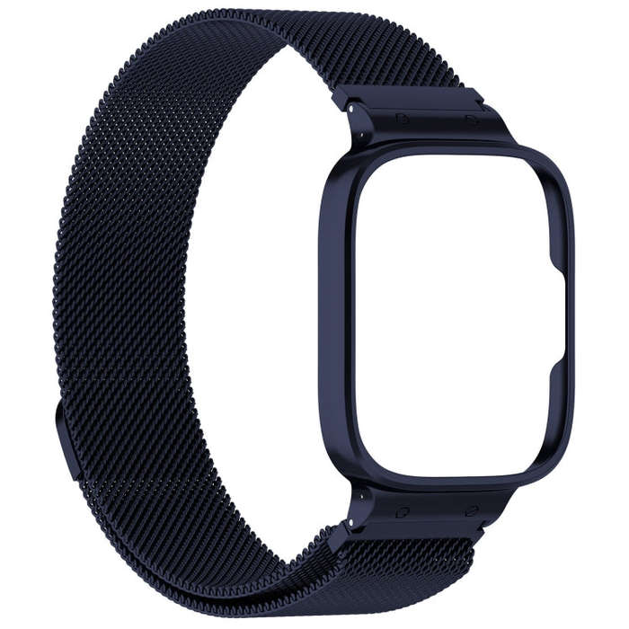For Redmi Watch 3 Lite / Watch 3 Active 2 in 1 Milan Metal Watch Band with Watch Frame(Midnight B...