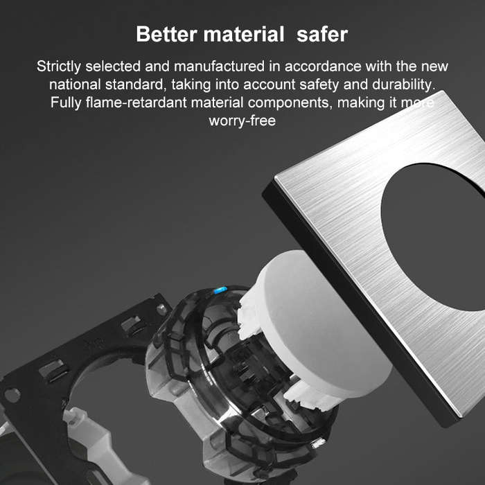86mm Gray Aluminum Wire Drawing LED Switch Panel, Style:Telephone-Computer Socket