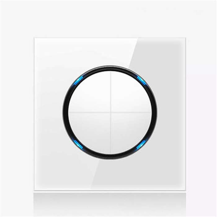 86mm Round LED Tempered Glass Switch Panel, White Round Glass, Style:Four Open Dual Control
