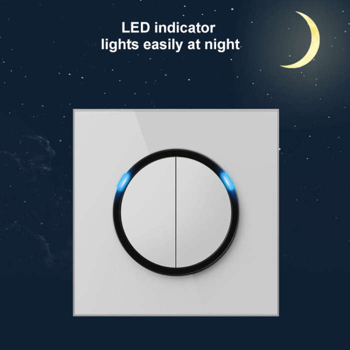 86mm Round LED Tempered Glass Switch Panel, White Round Glass, Style:TV-Computer Socket