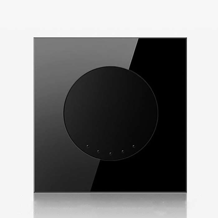 86mm Round LED Tempered Glass Switch Panel, Black Round Glass, Style:One Open Multiple Control