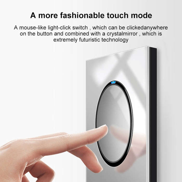 86mm Round LED Tempered Glass Switch Panel, Gray Round Glass, Style:Telephone Socket