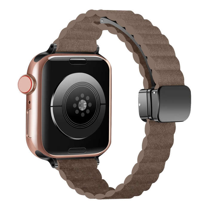 For Apple Watch Series 3 38mm Water Ripple Magnetic Folding Buckle Watch Band, Style: Thin Versio...