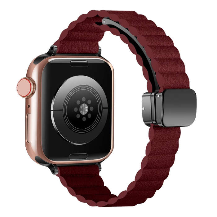 For Apple Watch Series 3 38mm Water Ripple Magnetic Folding Buckle Watch Band, Style: Thin Versio...